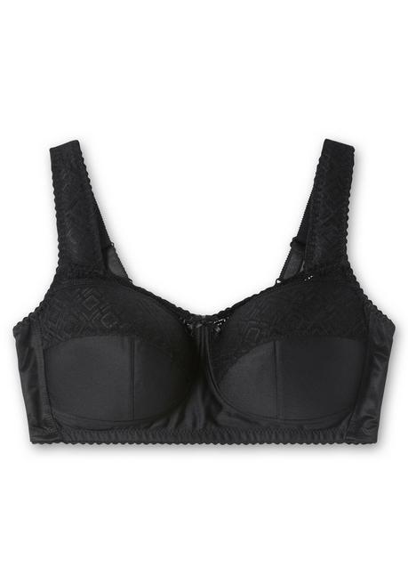 Sheego Entlastungs-BH Ohne Bügel, Mit Spitzen-Details - Schwarz Sheego
