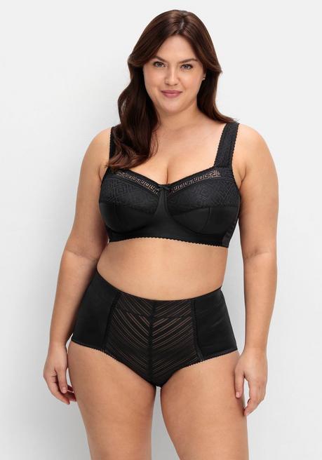 Sheego Entlastungs-BH Ohne Bügel, Mit Spitzen-Details - Schwarz Sheego