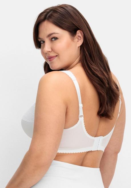 Sheego Entlastungs-BH Ohne Bügel, Mit Spitzen-Details - Weiß Sheego