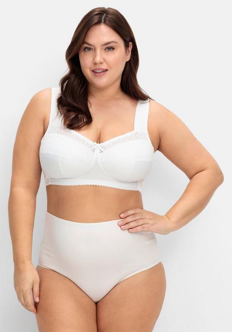 Sheego Entlastungs-BH Ohne Bügel, Mit Spitzen-Details - Weiß Sheego