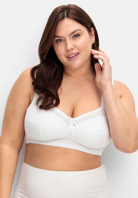 sheego Entlastungs-BH ohne Bügel, mit Spitzen-Details - weiß sheego