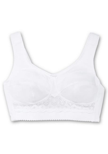 Wäschepur Entlastungs-BH Ohne Bügel, Mit Spitzenbesatz - Weiß Sheego
