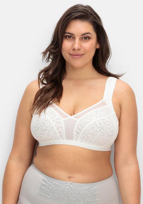 Wäschepur Entlastungs-BH Ohne Bügel, Mit Spitzeneinsatz - Ecru Sheego
