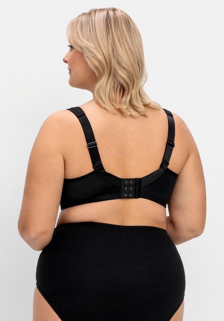 Susa Entlastungs-BH Ohne Bügel, Mit Tonigen Streifen - Schwarz Sheego