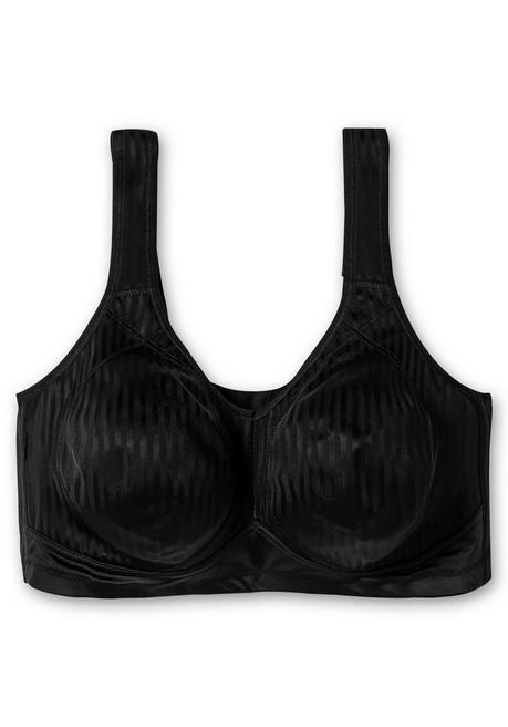 Susa Entlastungs-BH Ohne Bügel, Mit Tonigen Streifen - Schwarz Sheego