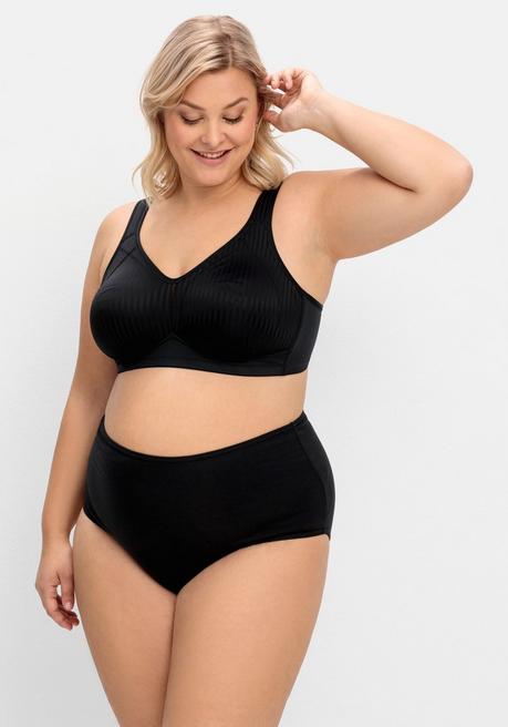 Susa Entlastungs-BH Ohne Bügel, Mit Tonigen Streifen - Schwarz Sheego