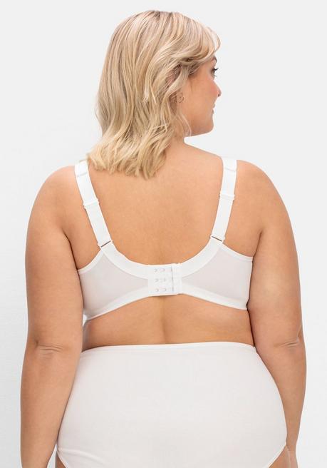 Susa Entlastungs-BH Ohne Bügel, Mit Tonigen Streifen - Weiß Sheego
