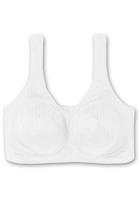 Susa Entlastungs-BH Ohne Bügel, Mit Tonigen Streifen - Weiß Sheego
