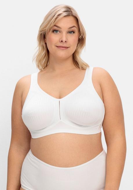 Susa Entlastungs-BH Ohne Bügel, Mit Tonigen Streifen - Weiß Sheego