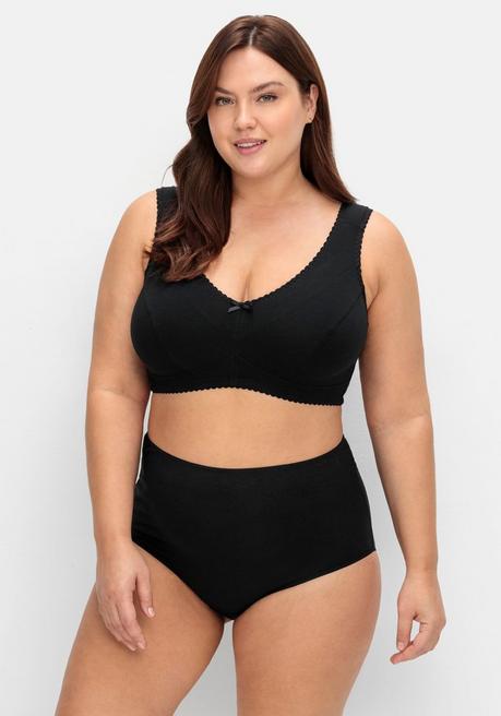 Sheego Entlastungs-BH Ohne Bügel, Mit Unterbrustgummi - Schwarz Sheego