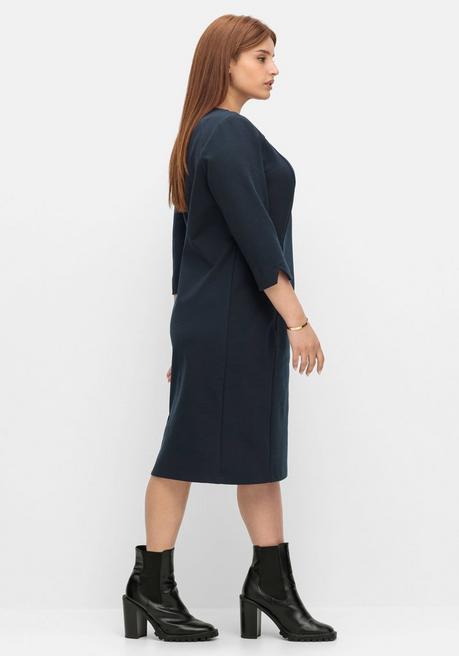 Sheego Etuikleid In Petite Passform, Aus Milanoware - Nachtblau Sheego