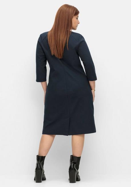 Sheego Etuikleid In Petite Passform, Aus Milanoware - Nachtblau Sheego