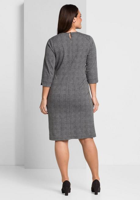 Sheego Etuikleid Mit 3/4-Arm, Im Materialmix - Karo Sheego