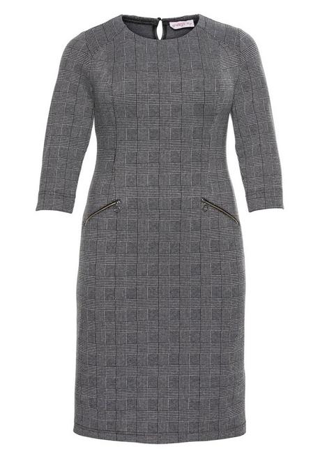 Sheego Etuikleid Mit 3/4-Arm, Im Materialmix - Karo Sheego