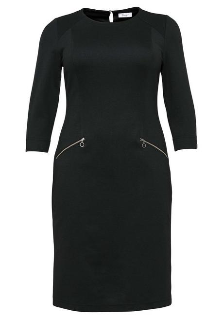 Sheego Etuikleid Mit 3/4-Arm, Im Materialmix - Schwarz Sheego