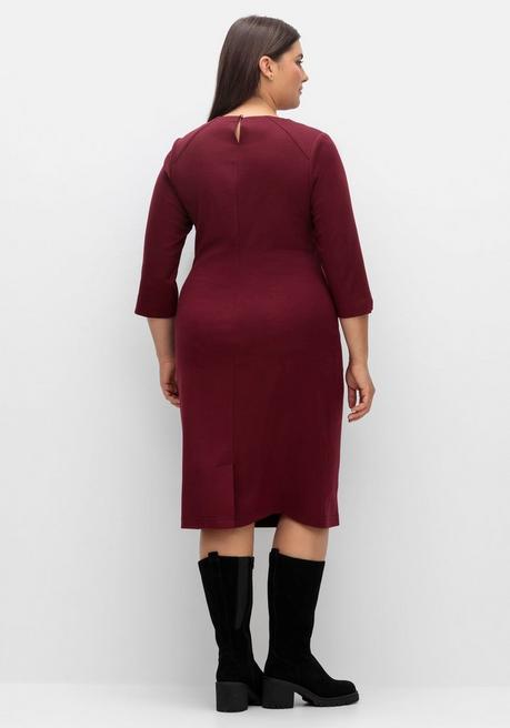 Sheego Etuikleid Mit 3/4-Arm, Im Materialmix - Weinrot Sheego
