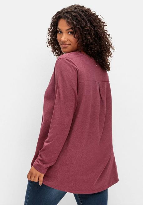 Sheego Fein Meliertes Langarmshirt In A-Linie, Mit Rundhals - Brombeer Meliert Sheego