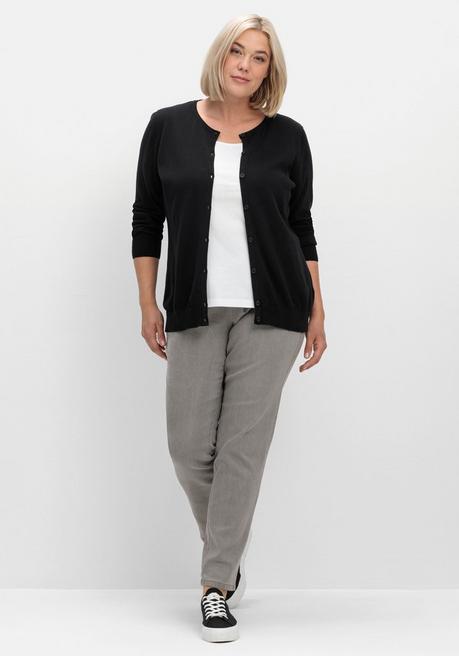 Sheego Feinstrickjacke Mit Rundhalsausschnitt Und Knopfleiste - Schwarz Sheego