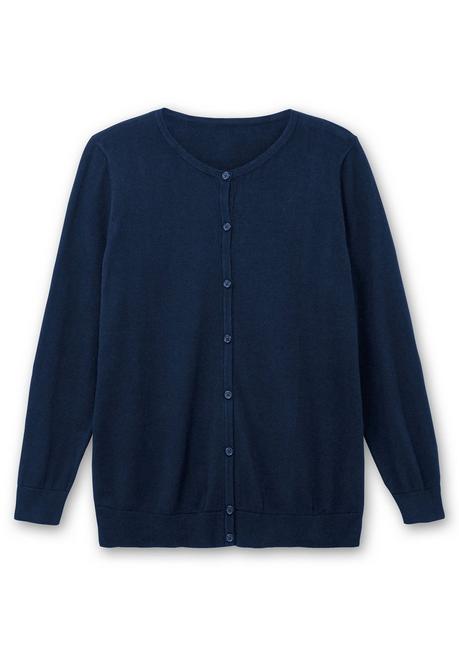 Sheego Feinstrickjacke Mit Rundhalsausschnitt Und Knopfleiste - Marine Sheego