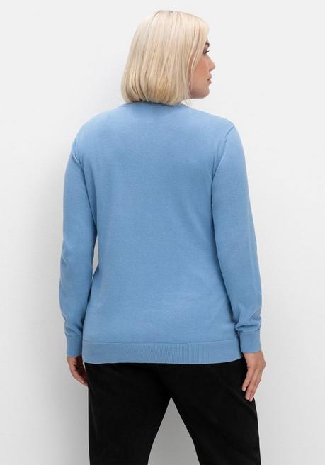 Sheego Feinstrickjacke Mit Rundhalsausschnitt Und Knopfleiste - Blau Sheego