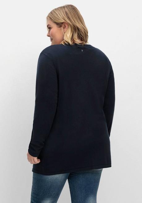 Sheego Feinstrickjacke Mit Rundhalsausschnitt Und Knopfleiste - Nachtblau Sheego