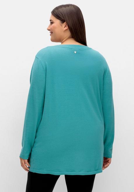 Sheego Feinstrickjacke Mit Rundhalsausschnitt Und Knopfleiste - Aqua Sheego