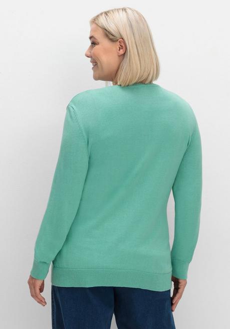 Sheego Feinstrickjacke Mit Rundhalsausschnitt Und Knopfleiste - Salbeigrün Sheego