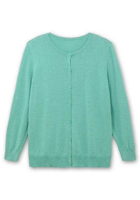 Sheego Feinstrickjacke Mit Rundhalsausschnitt Und Knopfleiste - Salbeigrün Sheego