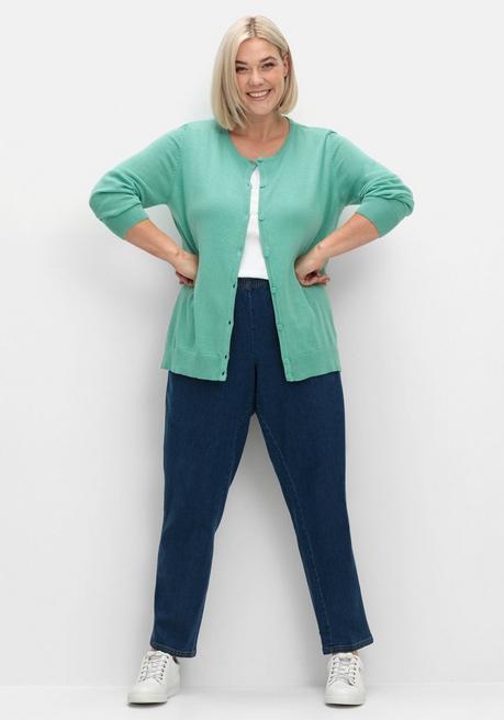 Sheego Feinstrickjacke Mit Rundhalsausschnitt Und Knopfleiste - Salbeigrün Sheego