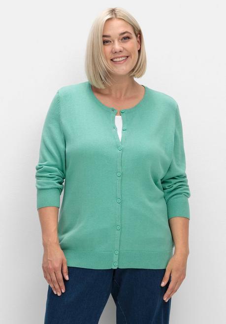 Sheego Feinstrickjacke Mit Rundhalsausschnitt Und Knopfleiste - Salbeigrün Sheego