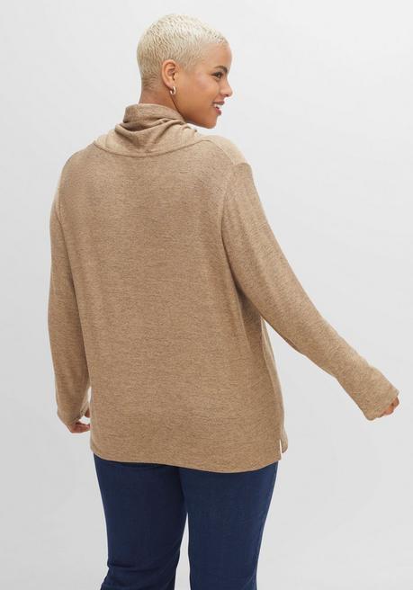 Sheego Feinstrickpullover Mit Tunnelzug Am Kragen - Cappuccino Meliert Sheego