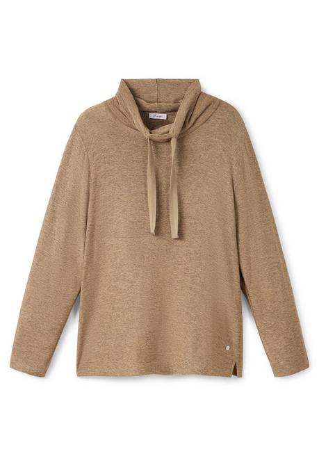 Sheego Feinstrickpullover Mit Tunnelzug Am Kragen - Cappuccino Meliert Sheego
