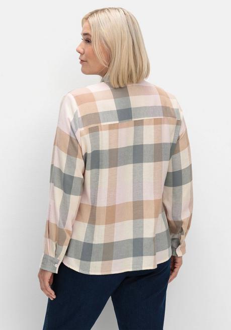 Sheego Flanellbluse Im Karomuster - Rosé Gemustert Sheego