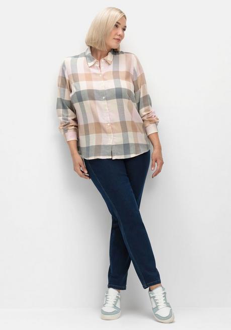 Sheego Flanellbluse Im Karomuster - Rosé Gemustert Sheego