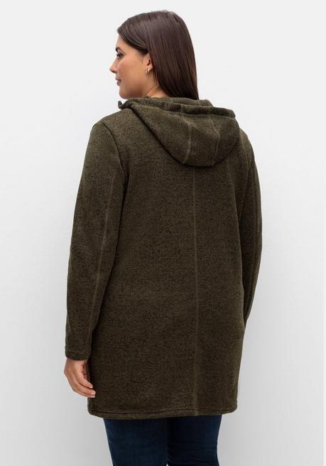 Sheego Fleecejacke Mit Kapuze, In Melange-Optik - Dunkeloliv Meliert Sheego