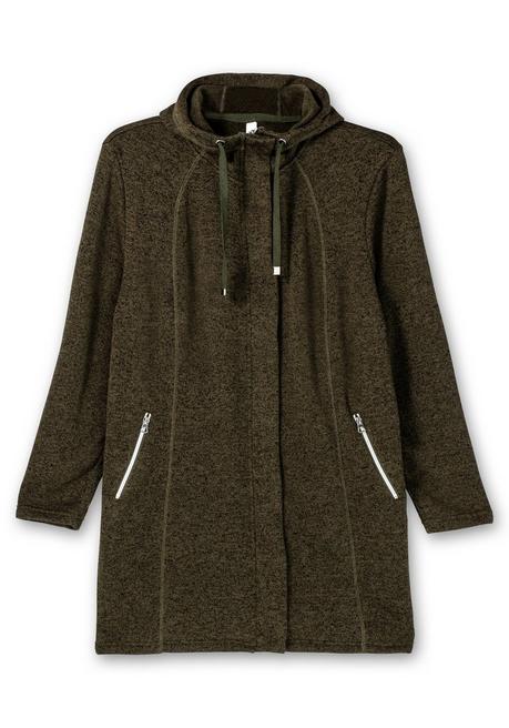Sheego Fleecejacke Mit Kapuze, In Melange-Optik - Dunkeloliv Meliert Sheego