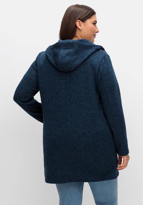 Sheego Fleecejacke Mit Kapuze, In Melange-Optik - Nachtblau Meliert Sheego