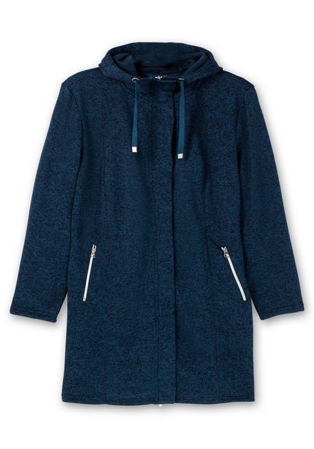 Sheego Fleecejacke Mit Kapuze, In Melange-Optik - Nachtblau Meliert Sheego
