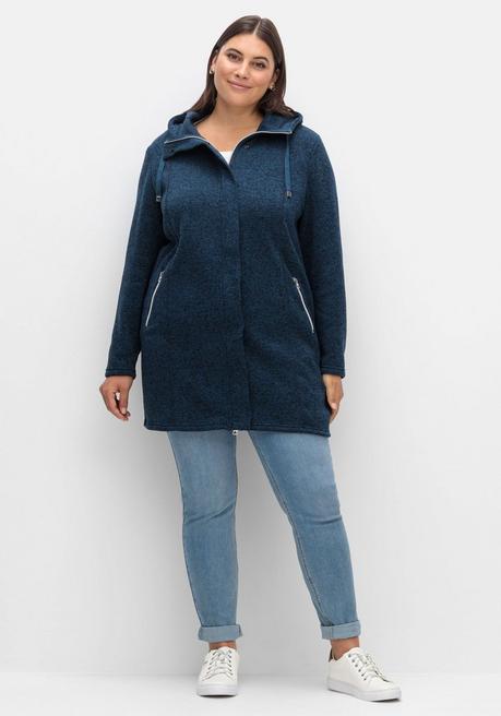 Sheego Fleecejacke Mit Kapuze, In Melange-Optik - Nachtblau Meliert Sheego