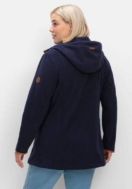Sheego Fleecejacke Mit Kapuze Und Kontrastdetails - Marine Sheego