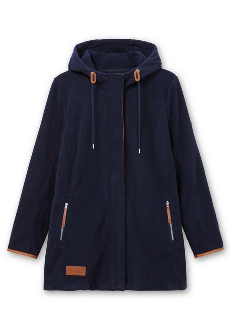Sheego Fleecejacke Mit Kapuze Und Kontrastdetails - Marine Sheego