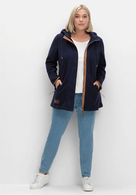 Sheego Fleecejacke Mit Kapuze Und Kontrastdetails - Marine Sheego