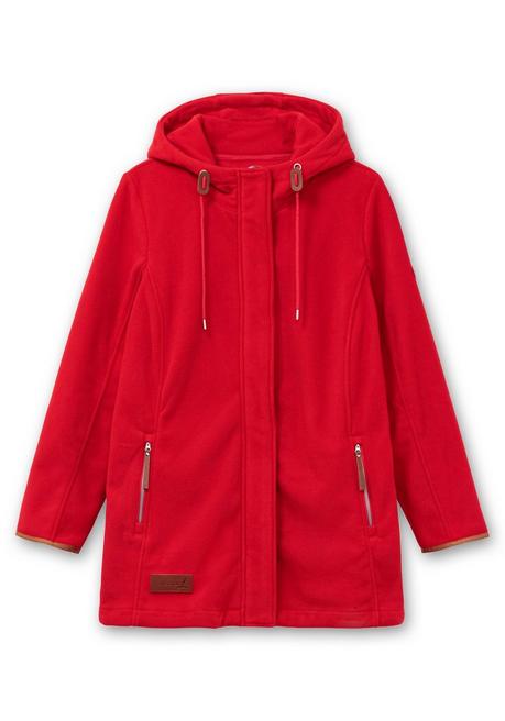 Sheego Fleecejacke Mit Kapuze Und Kontrastdetails - Rot Sheego