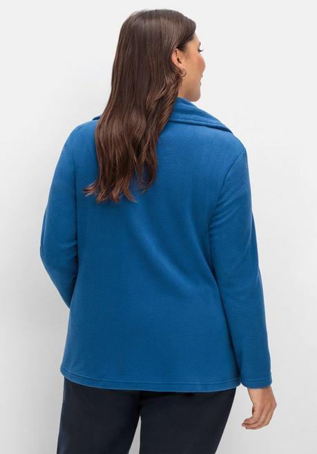 Sheego Fleecejacke Mit Umlegekragen Und 2-Wege-Zipper - Marine Sheego