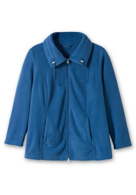 Sheego Fleecejacke Mit Umlegekragen Und 2-Wege-Zipper - Marine Sheego