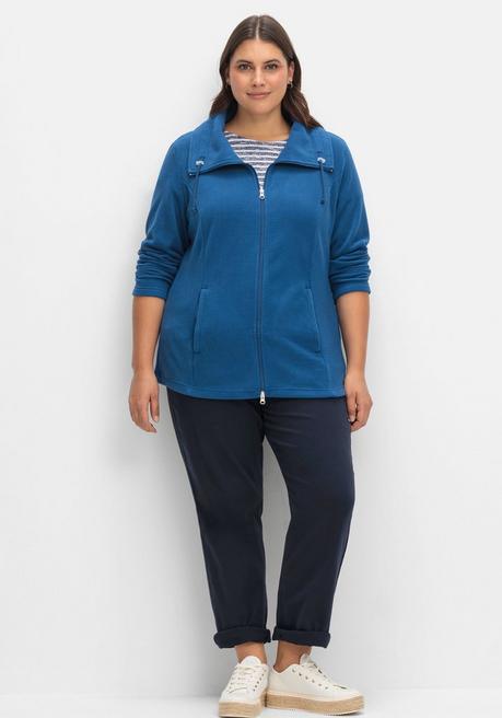 Sheego Fleecejacke Mit Umlegekragen Und 2-Wege-Zipper - Marine Sheego