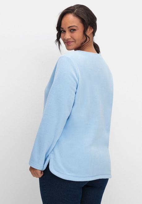 Sheego Fleeceshirt Mit Abgerundetem Saum - Eisblau Sheego