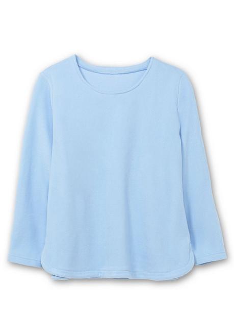 Sheego Fleeceshirt Mit Abgerundetem Saum - Eisblau Sheego