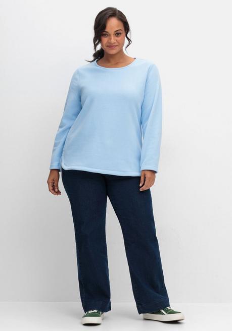 Sheego Fleeceshirt Mit Abgerundetem Saum - Eisblau Sheego
