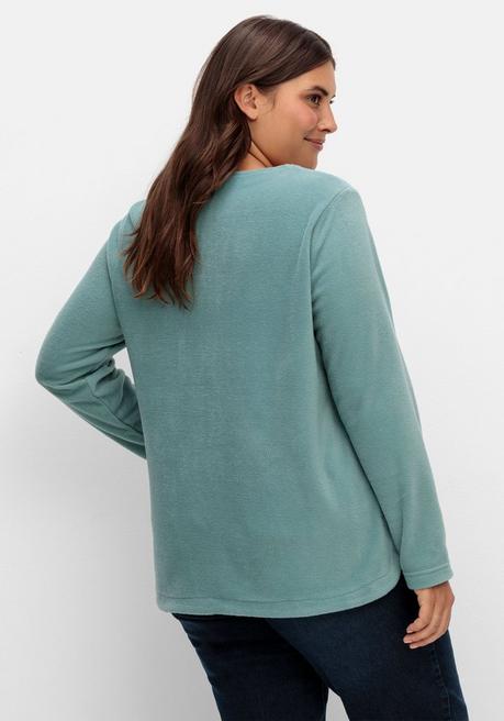 Sheego Fleeceshirt Mit Abgerundetem Saum - Jade Sheego
